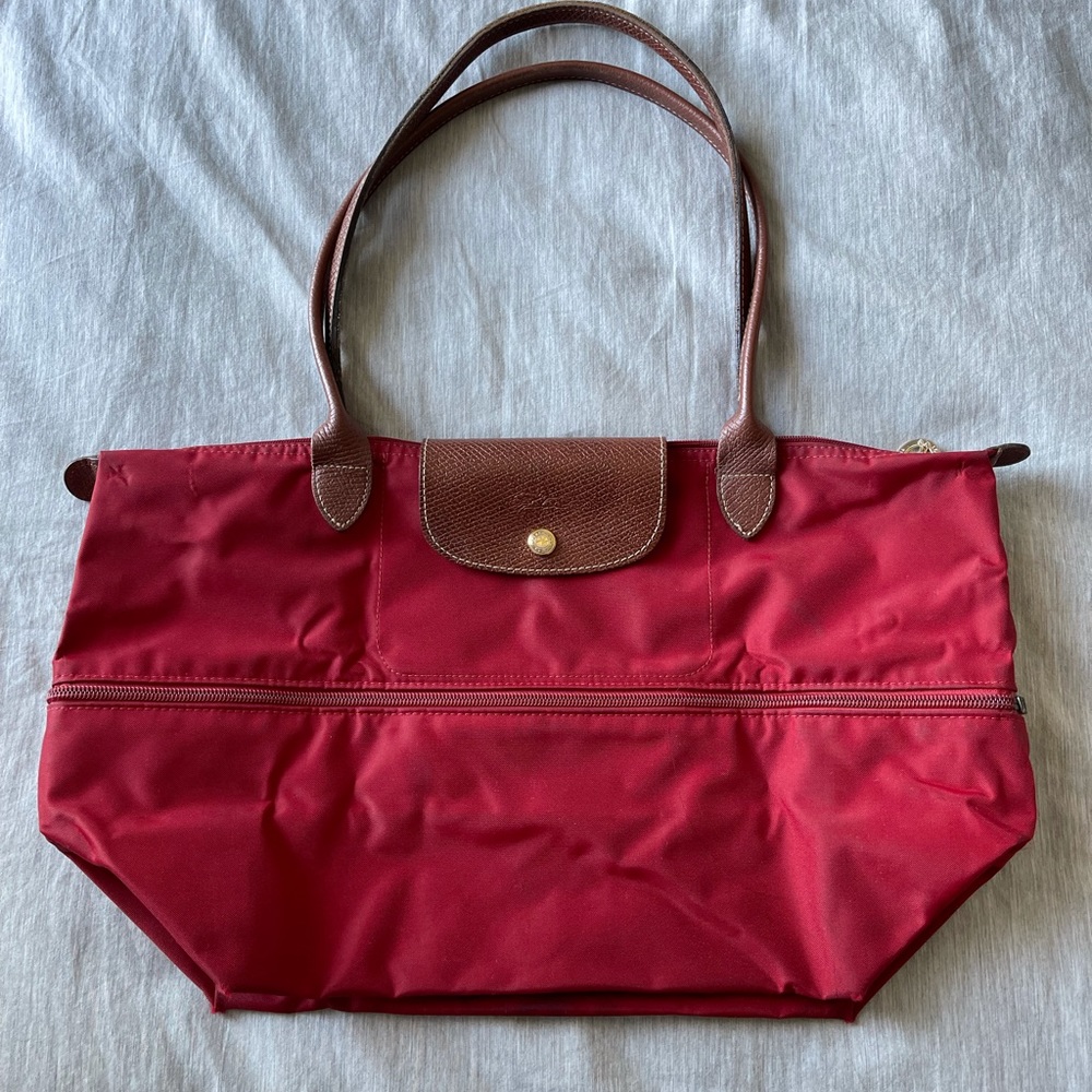 FLASH Longchamp Le Pliage Expandable Tote Red Used